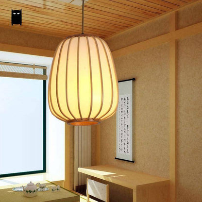 Designer LED-lampa i bambu med rundad lampskärm i japansk stil