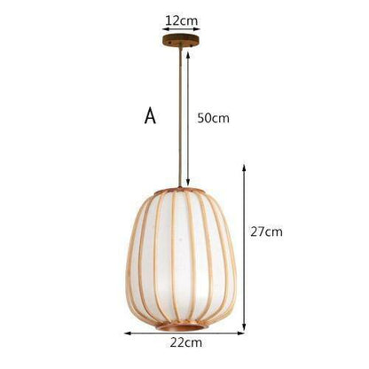 Designer LED-lampa i bambu med rundad lampskärm i japansk stil
