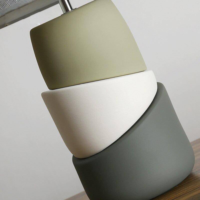 Designer keramisk sänglampa med tyg lampskärm