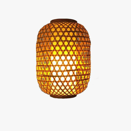Designer LED pendellampa i rotting med rundade former i asiatisk stil