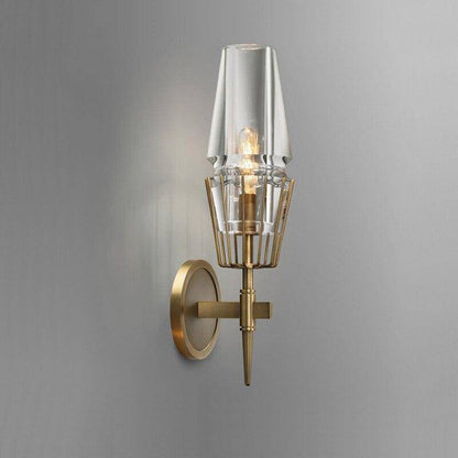 Designer och modern LED-vägglampa med triangulärt glaslampa