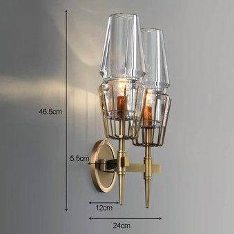 Designer och modern LED-vägglampa med triangulärt glaslampa