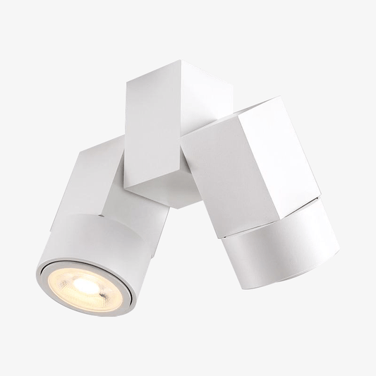 Modern spotlight med dubbel LED i vit aluminium