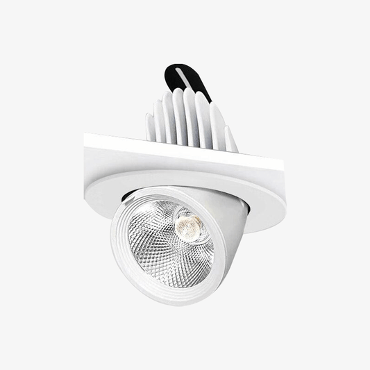Rund LED-spotlight svängbar 360° i vit aluminium