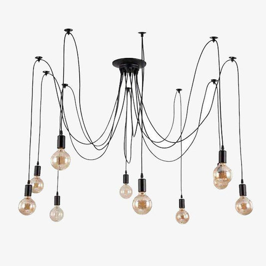 Designer taklampa med hängande lampor på matsalskabel