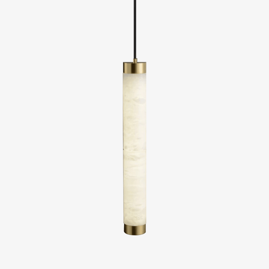 Designer LED pendellampa i marmor med guldkanter