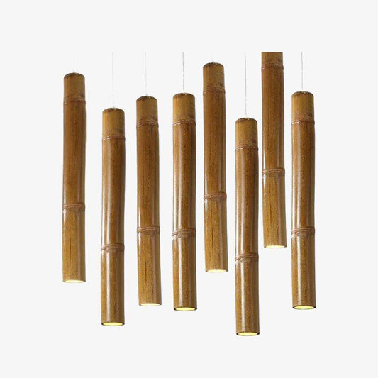 Hang-stil cylindrisk LED-lampa i bambu
