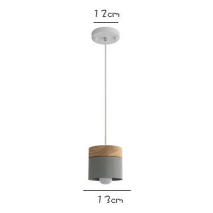 Modern cylindrisk LED-pendellampa i metall och trä